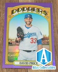 2021 Topps Heritage High Number, Base Card #637 DAVID PRICE Purple Refractor